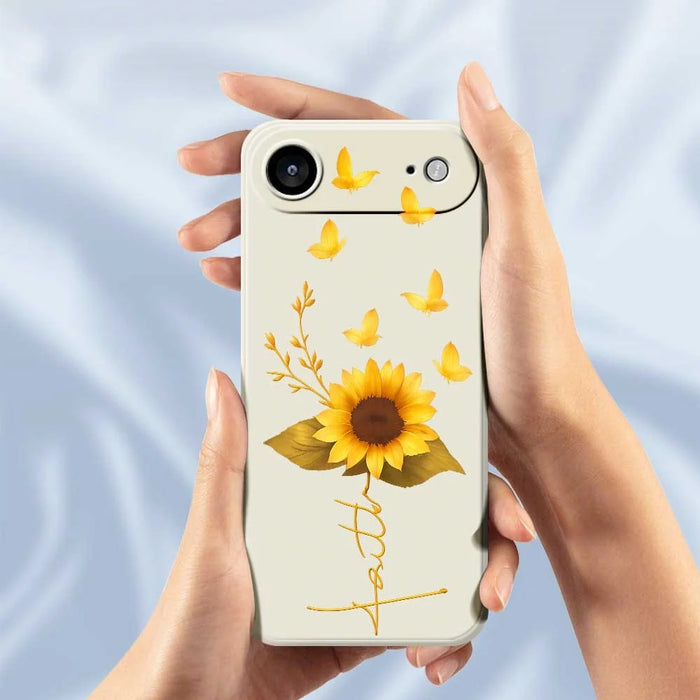 For iPhone Air Case Golden Butterfly Sunflower Pattern Printing Straight Edge TPU Phone Back Cover - Beige - 6