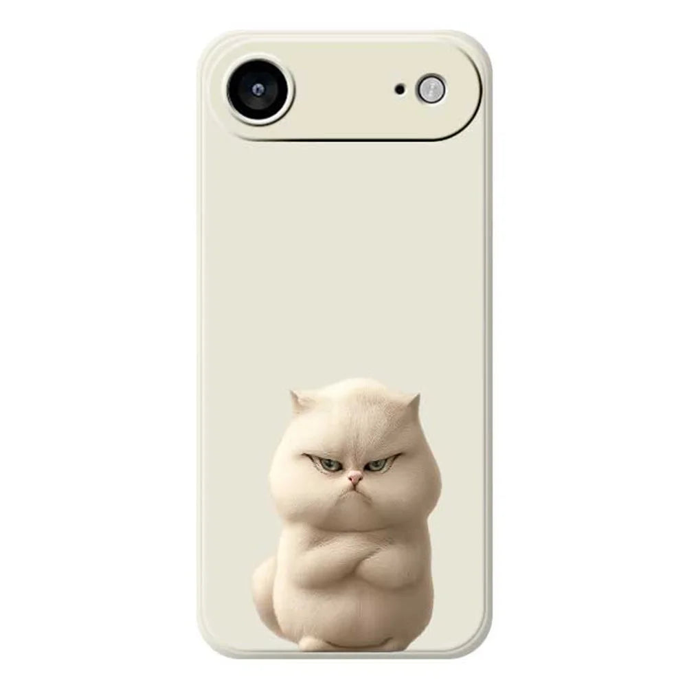 For iPhone Air Case Angry Cat Pattern Printing Straight Edge TPU Phone Back Cover - Beige - 1