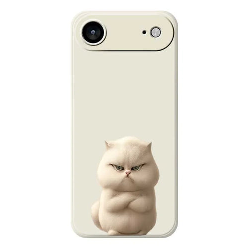 For iPhone Air Case Angry Cat Pattern Printing Straight Edge TPU Phone Back Cover - Beige - 1