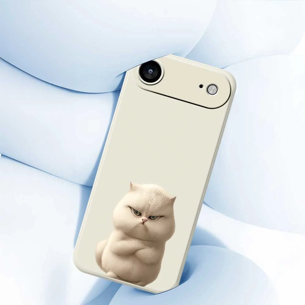 For iPhone Air Case Angry Cat Pattern Printing Straight Edge TPU Phone Back Cover - Beige - 5