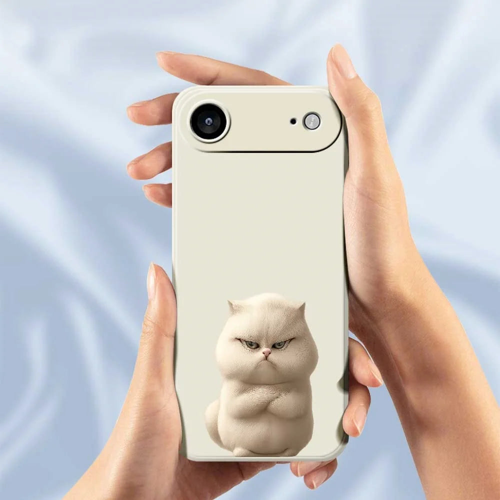 For iPhone Air Case Angry Cat Pattern Printing Straight Edge TPU Phone Back Cover - Beige - 6