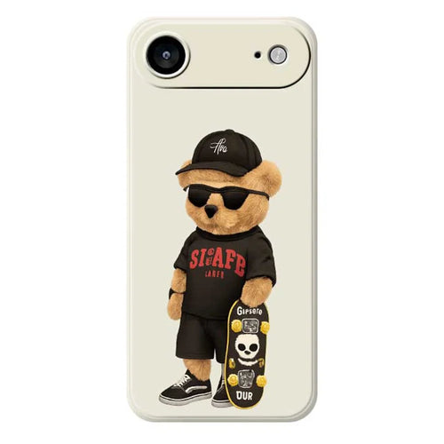 For iPhone Air Case Cool Bear Pattern Printing Straight Edge TPU Phone Back Cover - Beige - 1