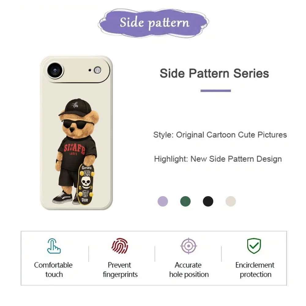 For iPhone Air Case Cool Bear Pattern Printing Straight Edge TPU Phone Back Cover - Beige - 2
