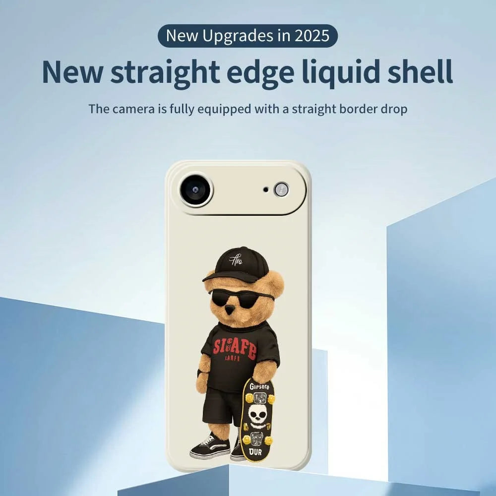 For iPhone Air Case Cool Bear Pattern Printing Straight Edge TPU Phone Back Cover - Beige - 3