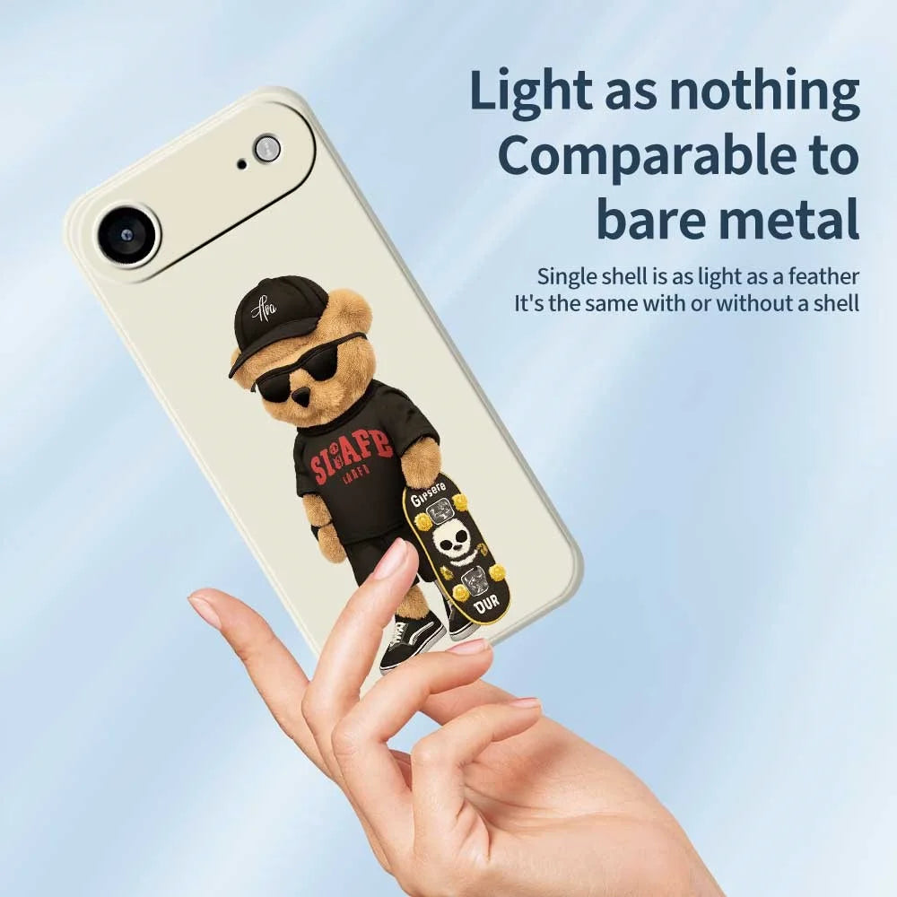 For iPhone Air Case Cool Bear Pattern Printing Straight Edge TPU Phone Back Cover - Beige - 4