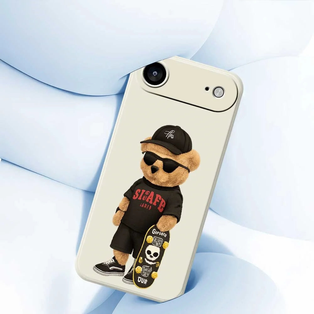For iPhone Air Case Cool Bear Pattern Printing Straight Edge TPU Phone Back Cover - Beige - 5