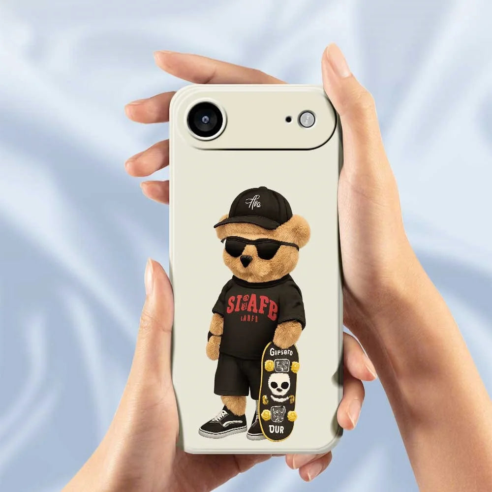 For iPhone Air Case Cool Bear Pattern Printing Straight Edge TPU Phone Back Cover - Beige - 6