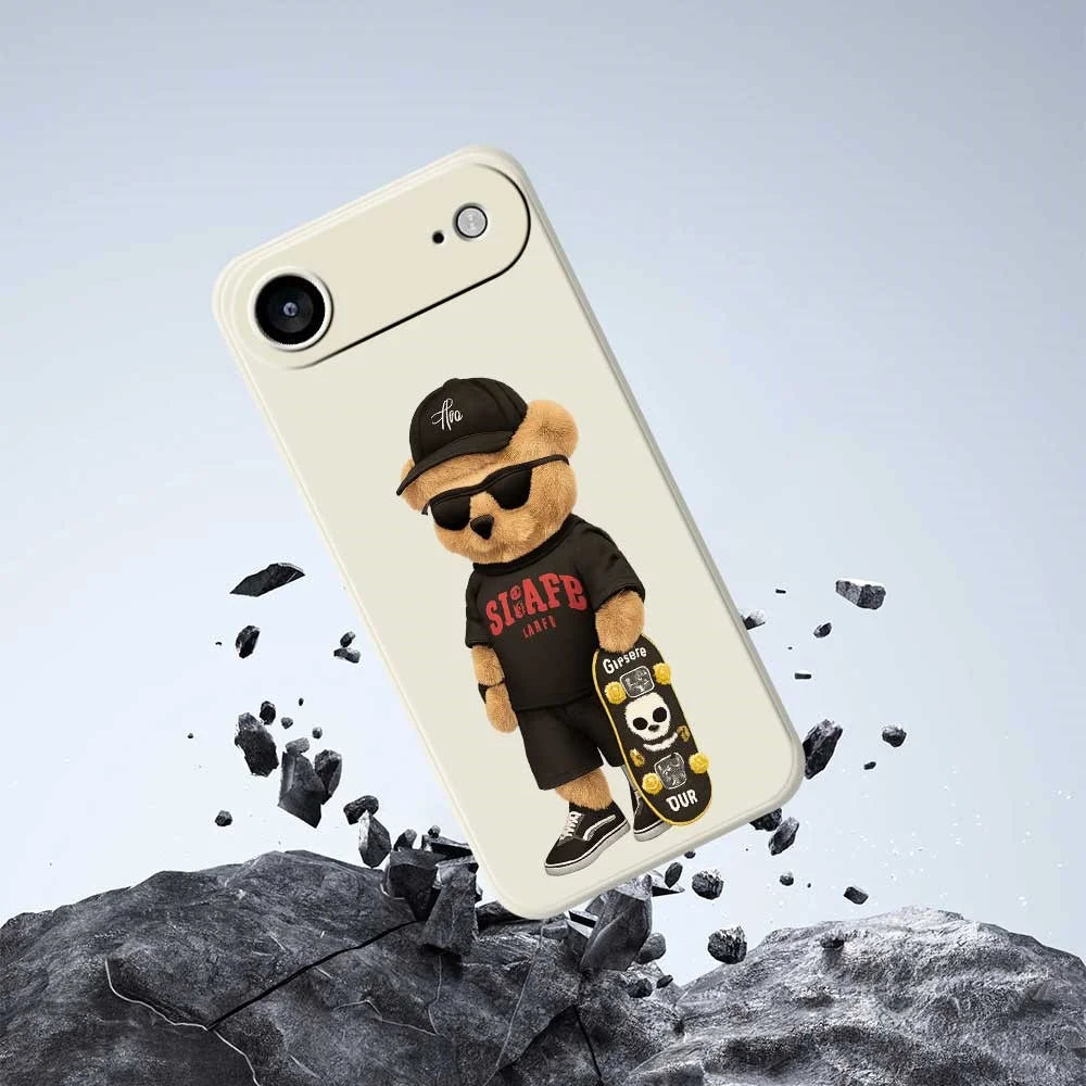 For iPhone Air Case Cool Bear Pattern Printing Straight Edge TPU Phone Back Cover - Beige - 7