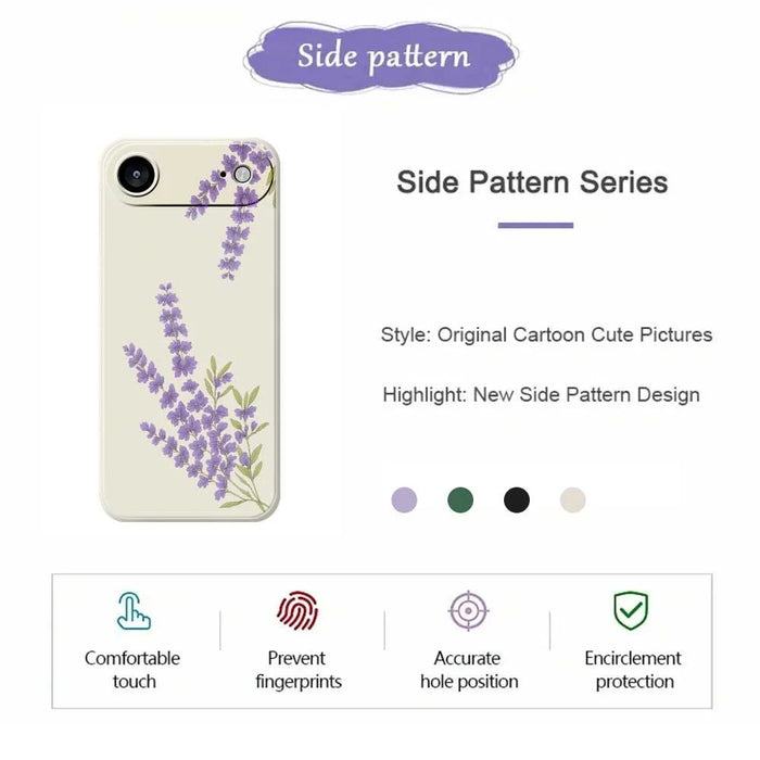 For iPhone Air Case Lavender Pattern Printing Straight Edge TPU Phone Back Cover - Beige - 2