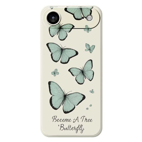 For iPhone Air Case Green Butterfly Pattern Printing Straight Edge TPU Phone Back Cover - Beige - 1