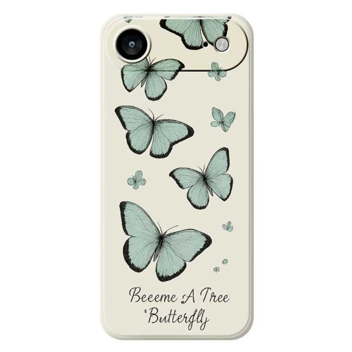 For iPhone Air Case Green Butterfly Pattern Printing Straight Edge TPU Phone Back Cover - Beige - 1