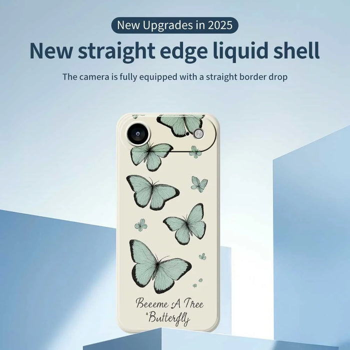 For iPhone Air Case Green Butterfly Pattern Printing Straight Edge TPU Phone Back Cover - Beige - 3