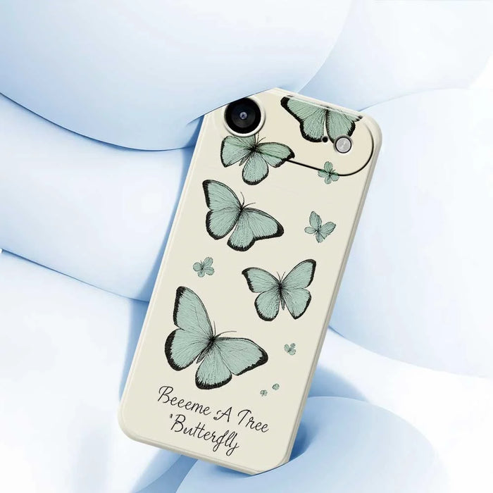 For iPhone Air Case Green Butterfly Pattern Printing Straight Edge TPU Phone Back Cover - Beige - 5