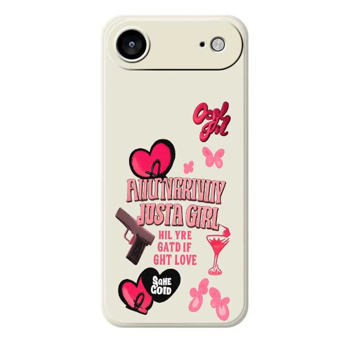 For iPhone Air Case Pink Elements Pattern Printing Straight Edge TPU Phone Back Cover - Beige - 1