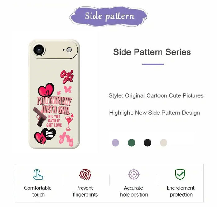 For iPhone Air Case Pink Elements Pattern Printing Straight Edge TPU Phone Back Cover - Beige - 2