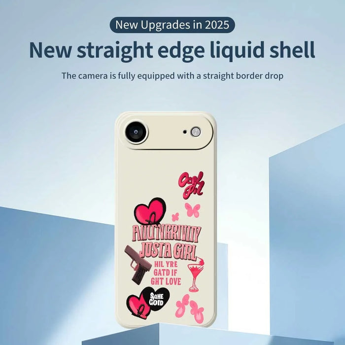 For iPhone Air Case Pink Elements Pattern Printing Straight Edge TPU Phone Back Cover - Beige - 3