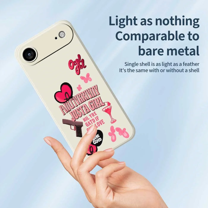 For iPhone Air Case Pink Elements Pattern Printing Straight Edge TPU Phone Back Cover - Beige - 4