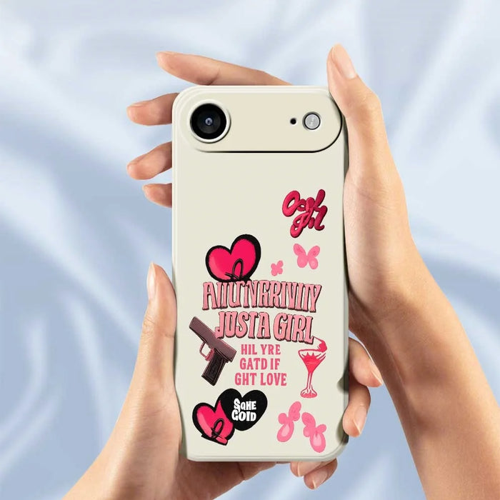 For iPhone Air Case Pink Elements Pattern Printing Straight Edge TPU Phone Back Cover - Beige - 6
