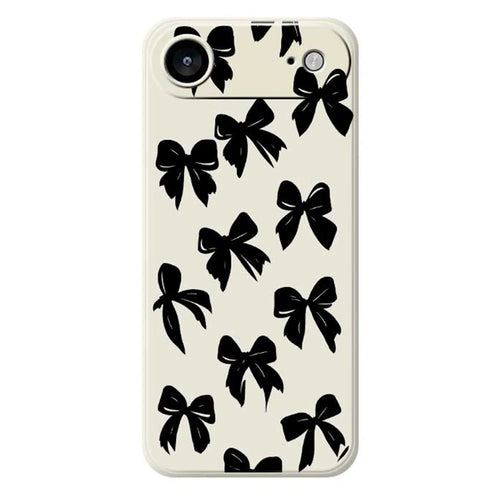 For iPhone Air Case Black Bow Pattern Printing Straight Edge TPU Phone Back Cover - Beige - 1