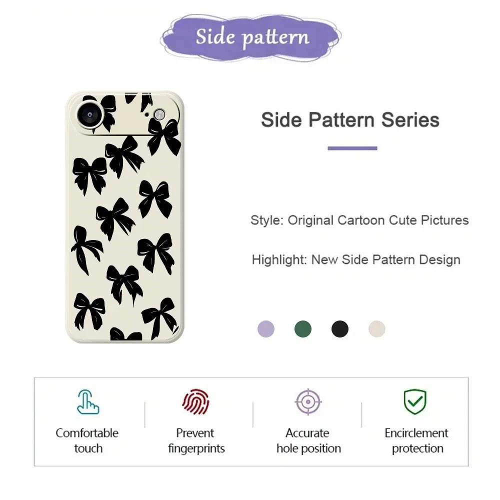 For iPhone Air Case Black Bow Pattern Printing Straight Edge TPU Phone Back Cover - Beige - 2