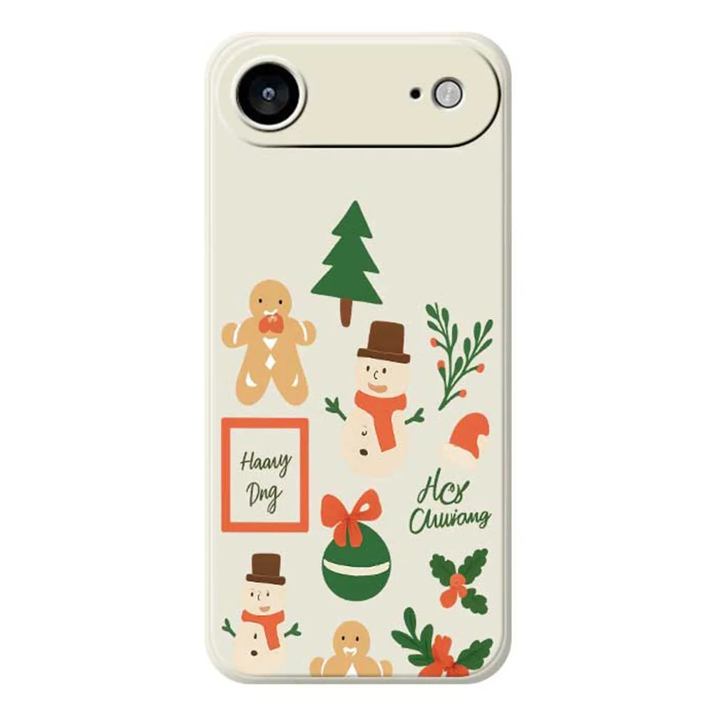 For iPhone Air Case Christmas Snowman Pattern Printing Straight Edge TPU Phone Back Cover - Beige - 1