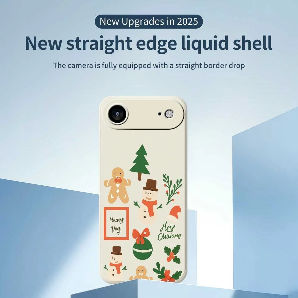 For iPhone Air Case Christmas Snowman Pattern Printing Straight Edge TPU Phone Back Cover - Beige - 3