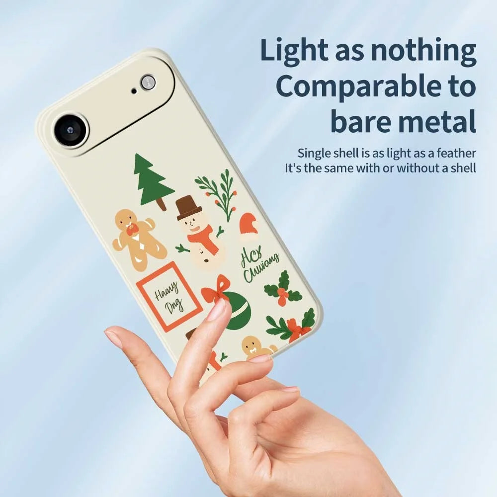 For iPhone Air Case Christmas Snowman Pattern Printing Straight Edge TPU Phone Back Cover - Beige - 4