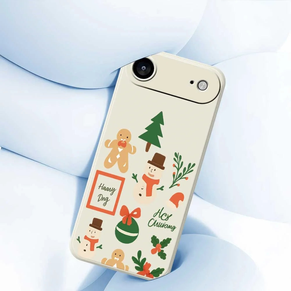 For iPhone Air Case Christmas Snowman Pattern Printing Straight Edge TPU Phone Back Cover - Beige - 5