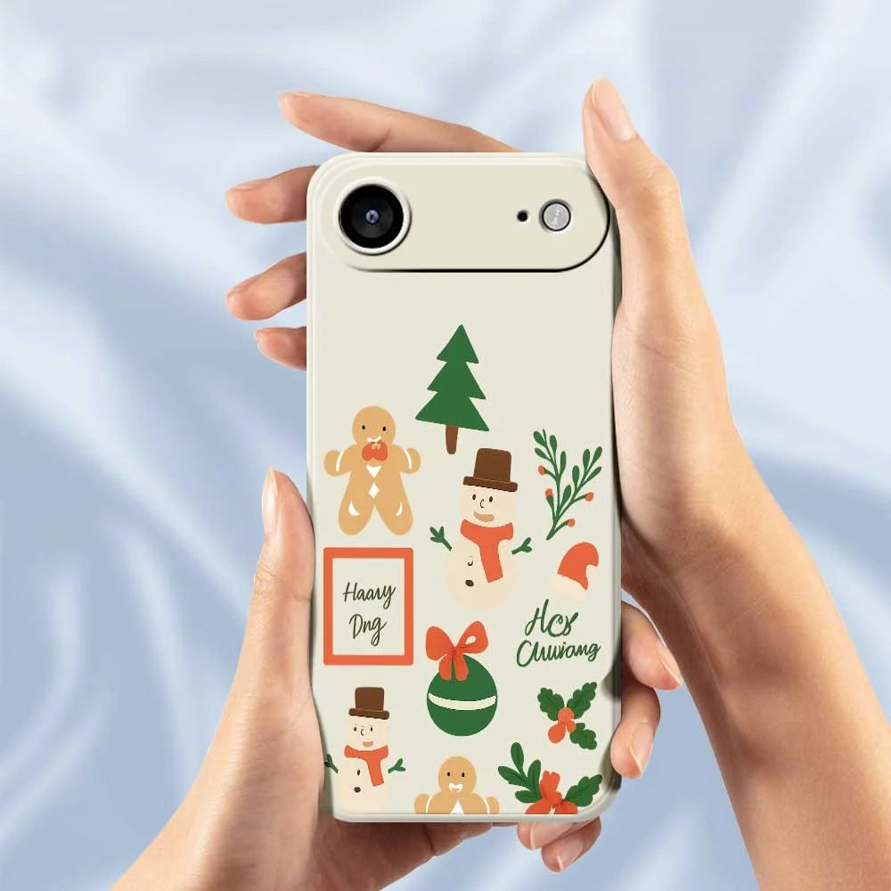 For iPhone Air Case Christmas Snowman Pattern Printing Straight Edge TPU Phone Back Cover - Beige - 6