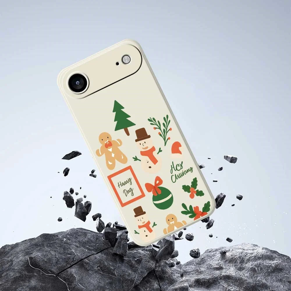 For iPhone Air Case Christmas Snowman Pattern Printing Straight Edge TPU Phone Back Cover - Beige - 7
