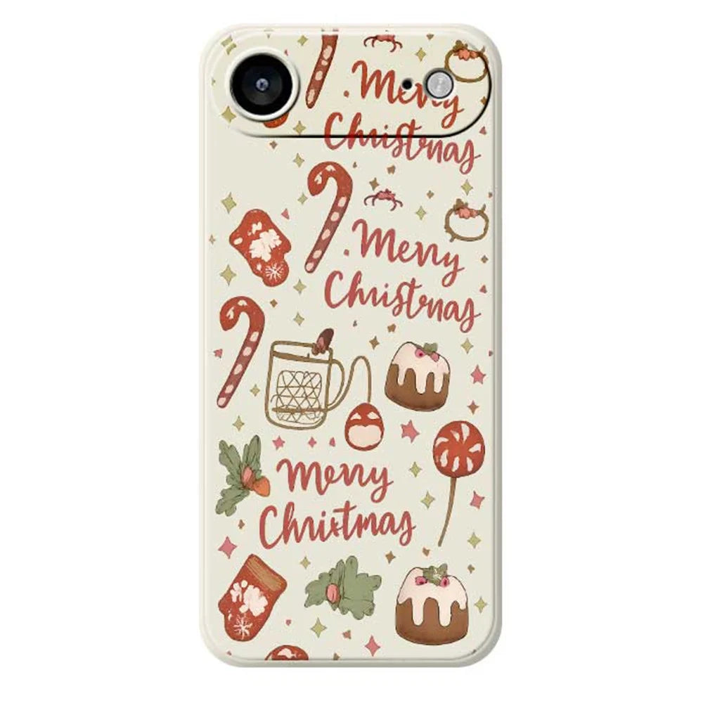 For iPhone Air Case Merry Christmas Pattern Printing Straight Edge TPU Phone Back Cover - Beige - 1