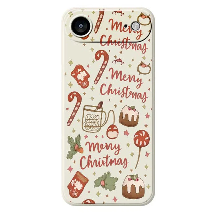For iPhone Air Case Merry Christmas Pattern Printing Straight Edge TPU Phone Back Cover - Beige - 1