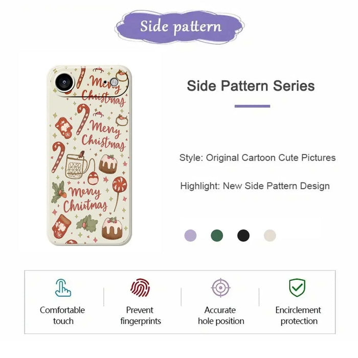 For iPhone Air Case Merry Christmas Pattern Printing Straight Edge TPU Phone Back Cover - Beige - 2