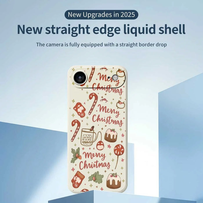 For iPhone Air Case Merry Christmas Pattern Printing Straight Edge TPU Phone Back Cover - Beige - 3