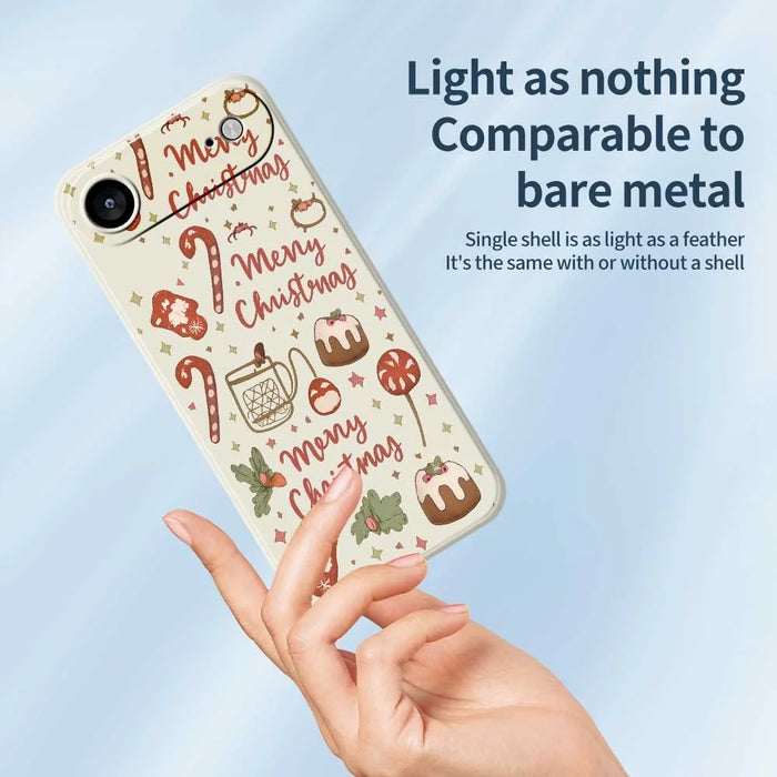 For iPhone Air Case Merry Christmas Pattern Printing Straight Edge TPU Phone Back Cover - Beige - 4