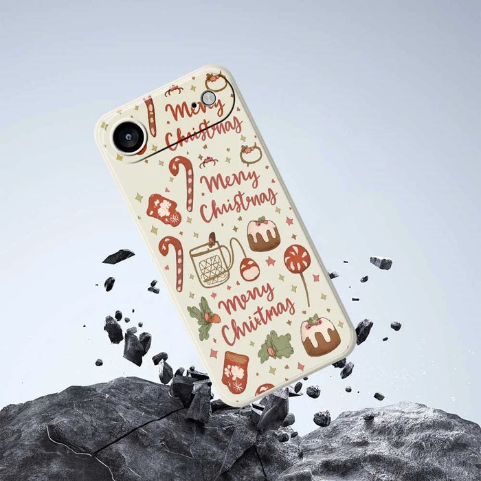 For iPhone Air Case Merry Christmas Pattern Printing Straight Edge TPU Phone Back Cover - Beige - 7