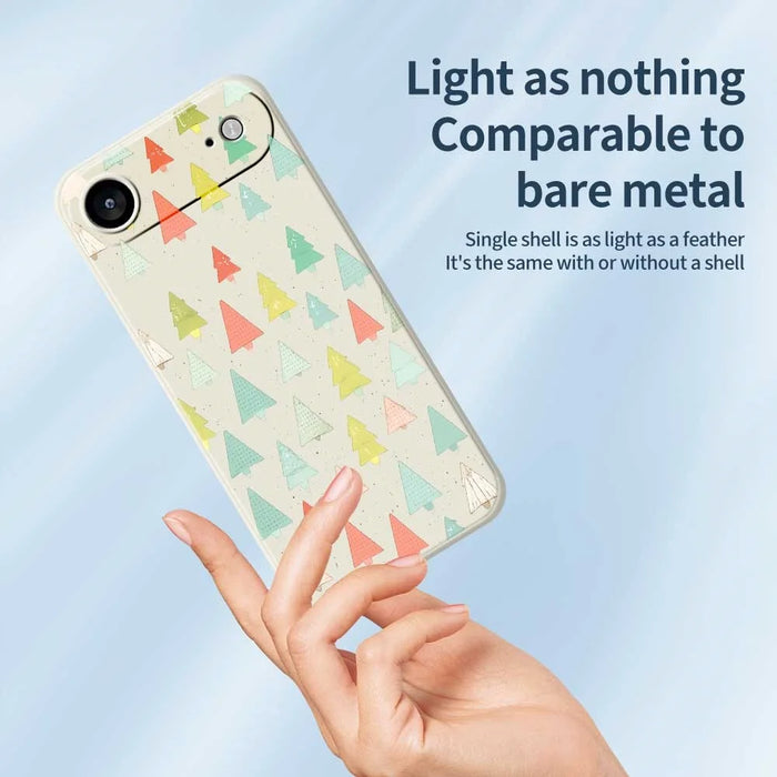 For iPhone Air Case Colorful Trees Pattern Printing Straight Edge TPU Phone Back Cover - Beige - 4