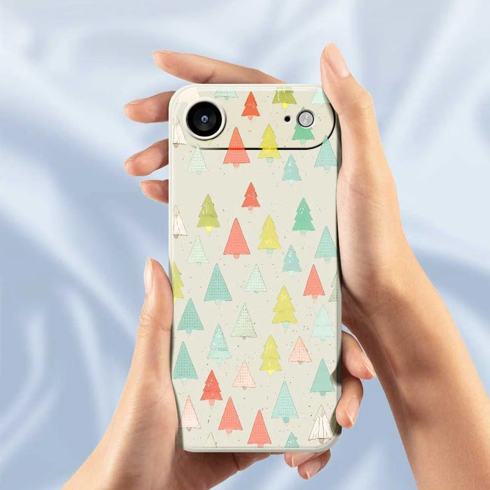 For iPhone Air Case Colorful Trees Pattern Printing Straight Edge TPU Phone Back Cover - Beige - 6
