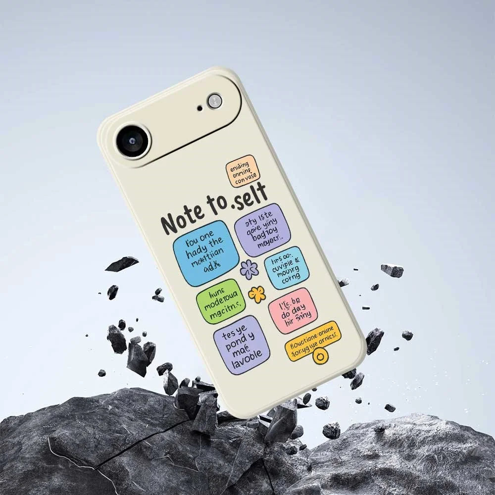 For iPhone Air Case Colored Sticky Notes Pattern Printing Straight Edge TPU Phone Back Cover - Beige - 7