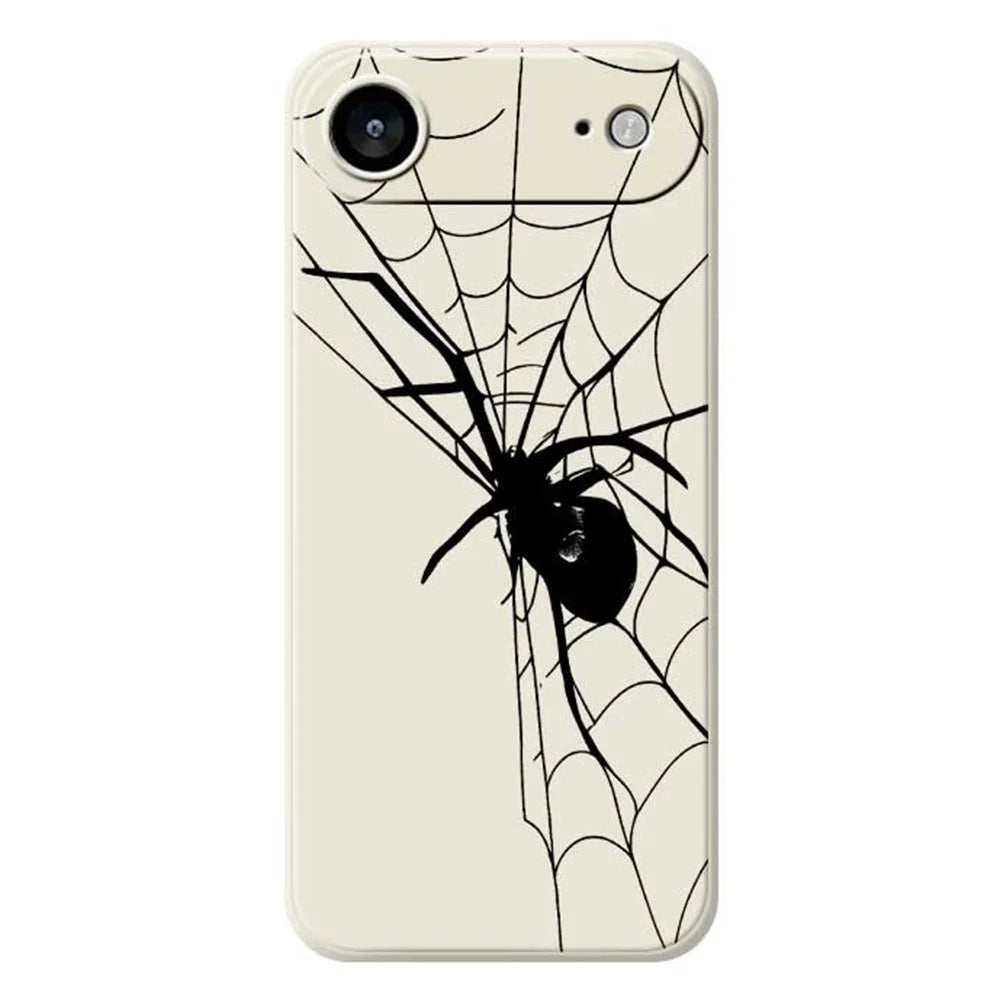 For iPhone Air Case Spider Pattern Printing Straight Edge TPU Phone Back Cover - Beige - 1