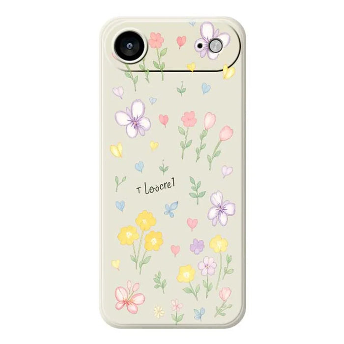 For iPhone Air Case Small Flowers Pattern Printing Straight Edge TPU Phone Back Cover - Beige - 1