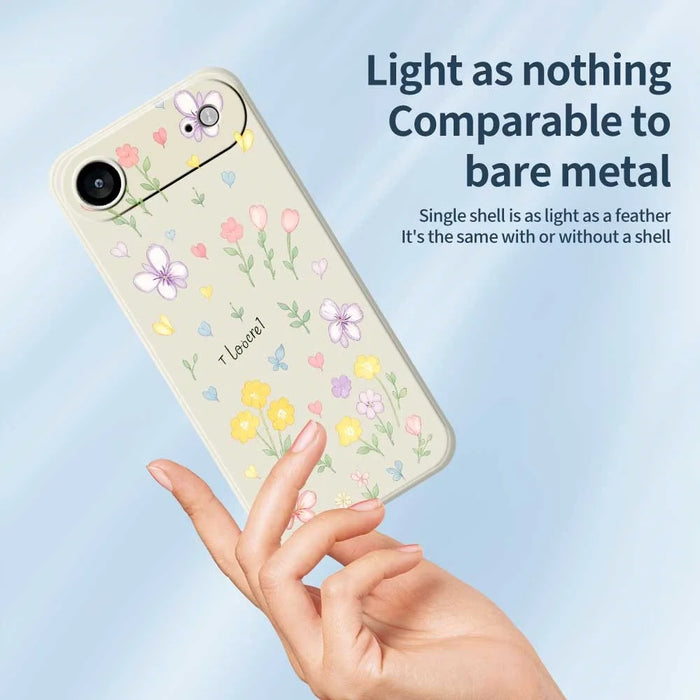 For iPhone Air Case Small Flowers Pattern Printing Straight Edge TPU Phone Back Cover - Beige - 4