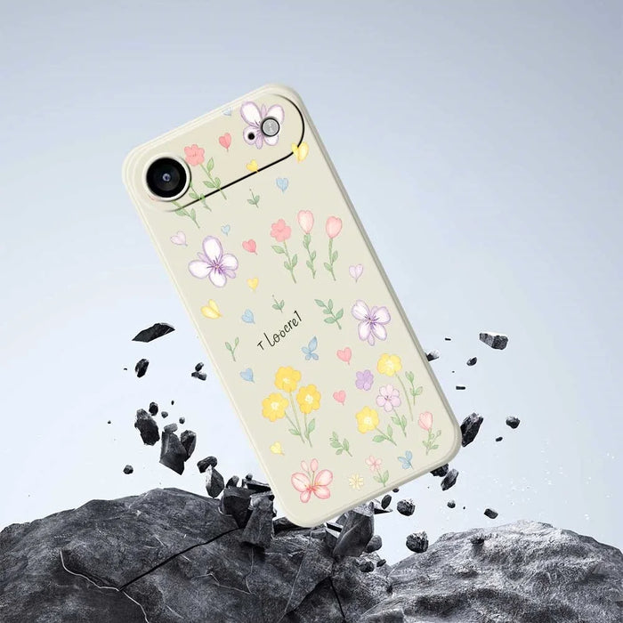 For iPhone Air Case Small Flowers Pattern Printing Straight Edge TPU Phone Back Cover - Beige - 7
