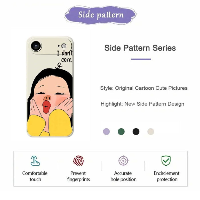 For iPhone Air Case Girl Holding Face Pattern Printing Straight Edge TPU Phone Back Cover - Beige - 2