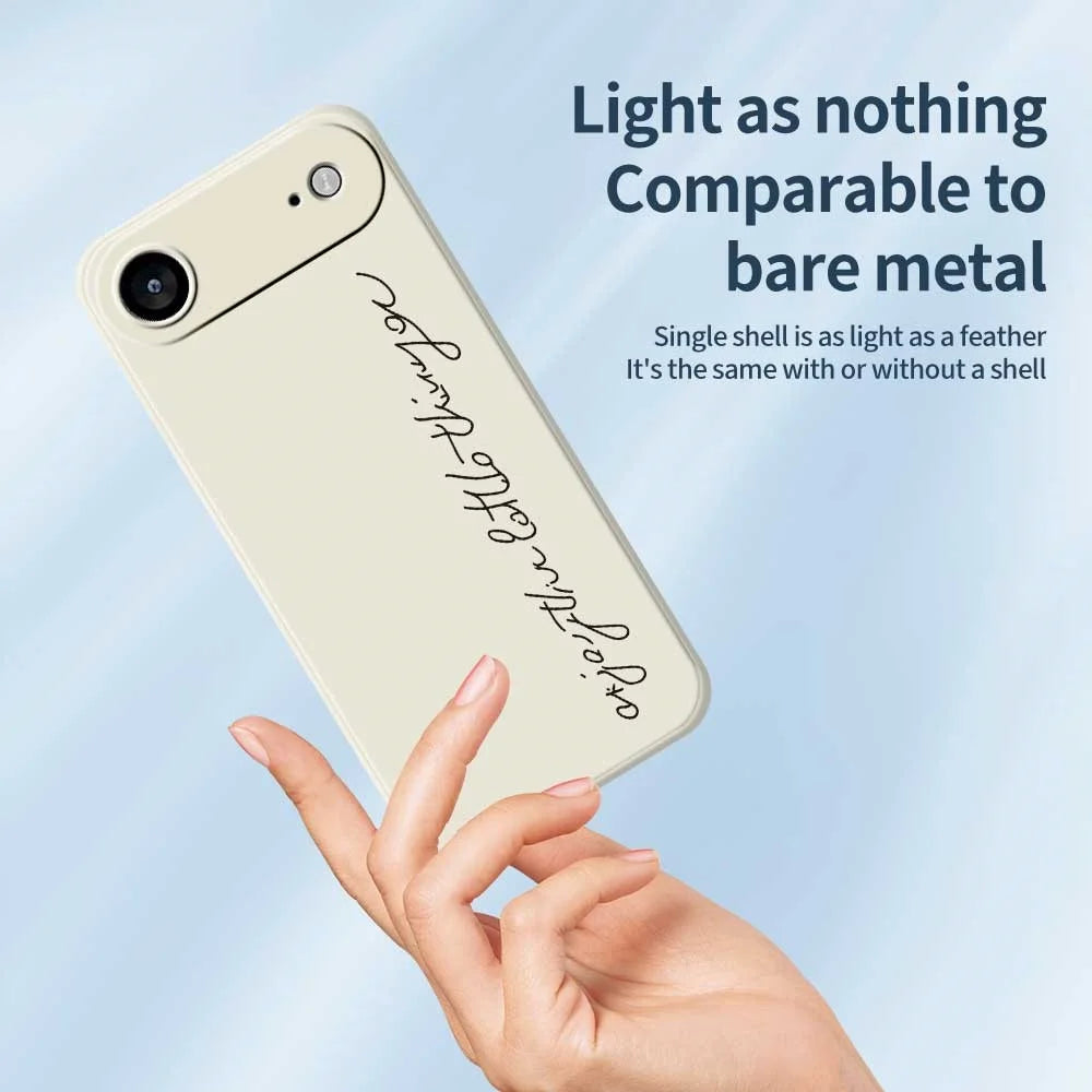 For iPhone Air Case WordArt Pattern Printing Straight Edge TPU Phone Back Cover - Beige - 4