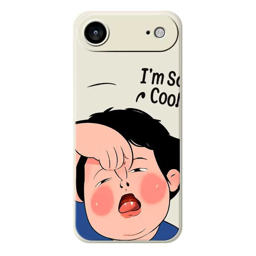 For iPhone Air Case Make Faces Kid Pattern Printing Straight Edge TPU Phone Back Cover - Beige - 1