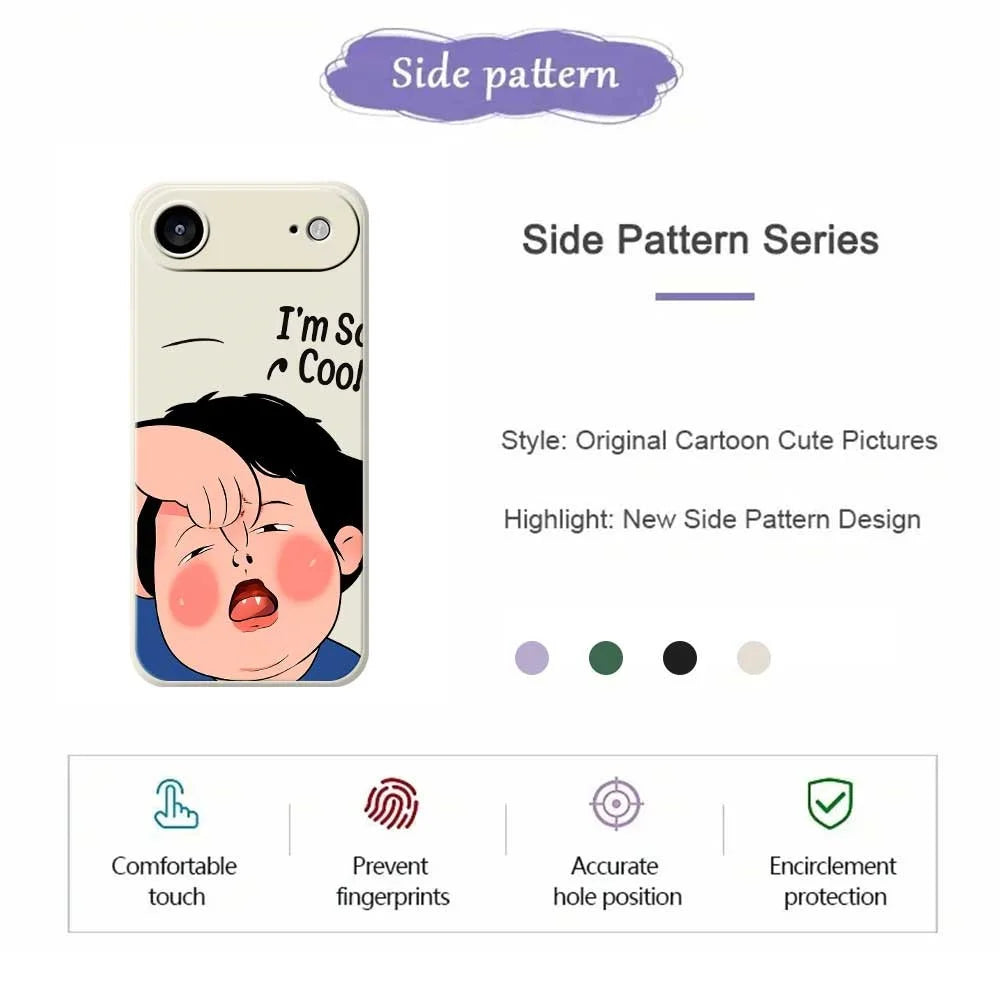 For iPhone Air Case Make Faces Kid Pattern Printing Straight Edge TPU Phone Back Cover - Beige - 2