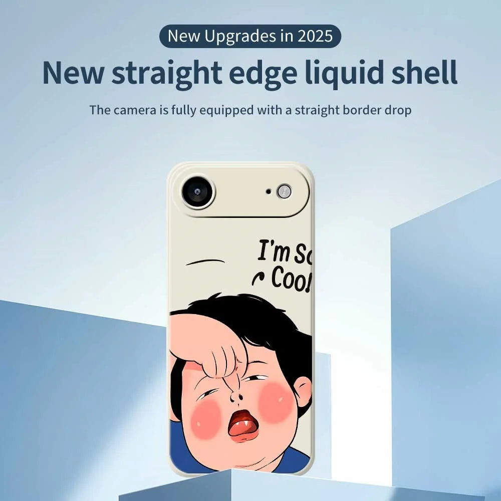 For iPhone Air Case Make Faces Kid Pattern Printing Straight Edge TPU Phone Back Cover - Beige - 3