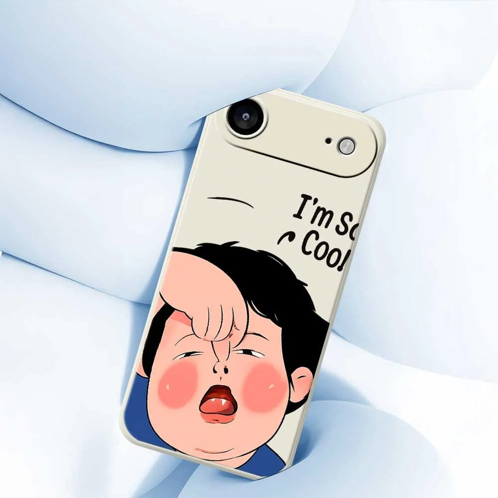 For iPhone Air Case Make Faces Kid Pattern Printing Straight Edge TPU Phone Back Cover - Beige - 5