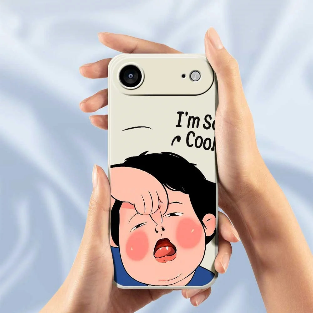 For iPhone Air Case Make Faces Kid Pattern Printing Straight Edge TPU Phone Back Cover - Beige - 6